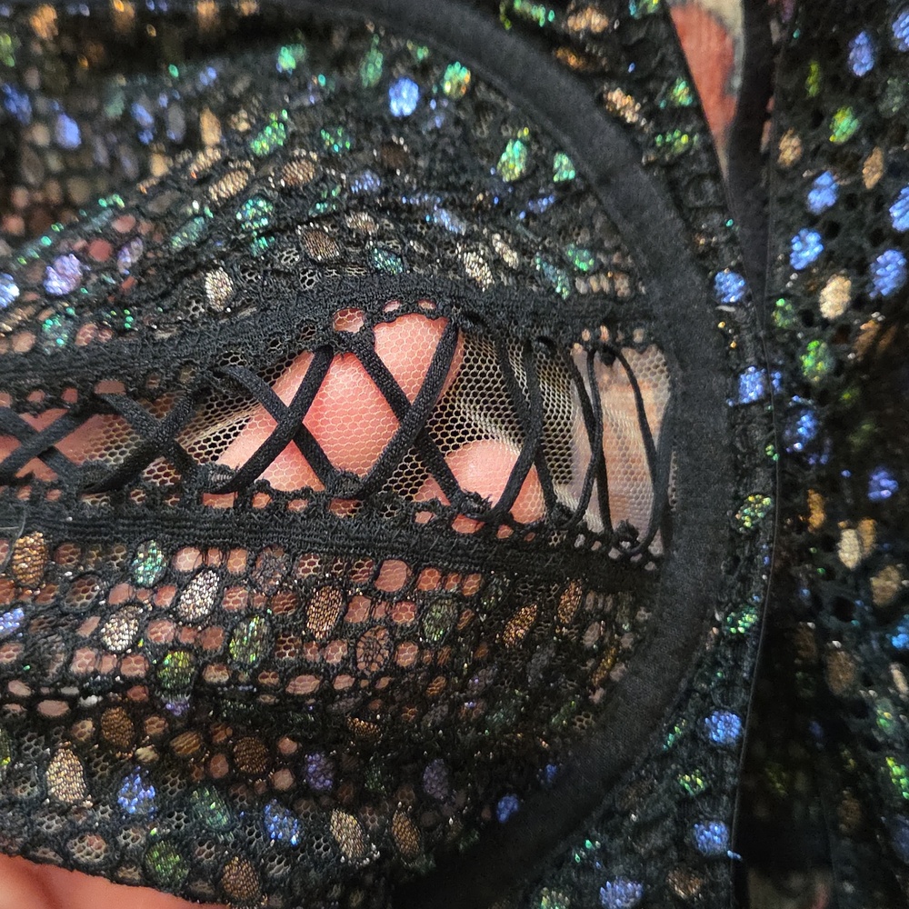 Savage X Fenty Disco Lace Up Sequin Bra Set - Picture 8 of 8